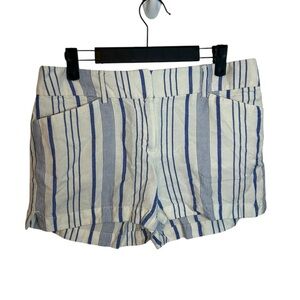 Loft Blue Striped Linen Chino Shorts